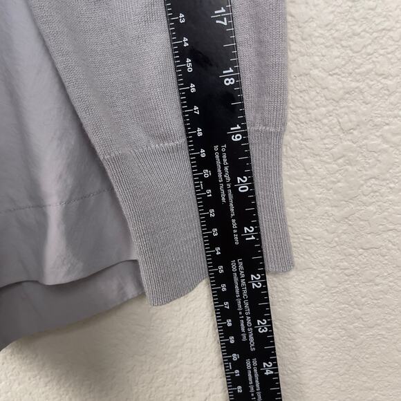 Lanvin En Bleu Mixed Media Cardigan Gray IT 38 Asymmetrical Lagenlook - Picture 13 of 13